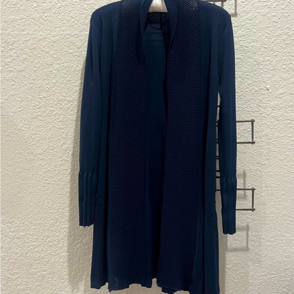 First Orme Sweaters - Elegant long Cardigan, by First Orme, Navy Blue